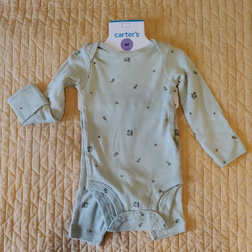 Carter's Sage Floral Long Sleeve Bodysuit